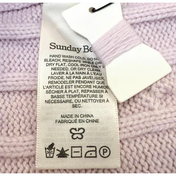 Aritzia Sunday Best Pink Cable Knit V-Neck Collar Lottie Sweater NWOT - Picture 6 of 10